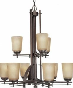 Progress Lighting Chandeliers Riverside 9-Light Heirloom Craftsman Chandelier