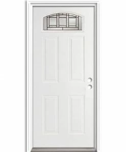 ReliaBilt Front Doors Craftsman Glass 36-in x 80-in Steel Primed Prehung Single Front Door with Brickmould Morelight
