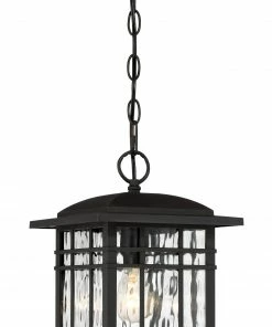Quoizel Pendant Lighting Canyon Black Craftsman Clear Glass Square Outdoor Pendant Light
