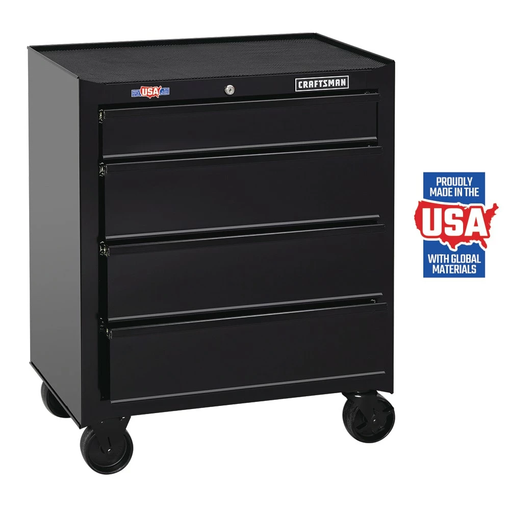 CRAFTSMAN Bottom Tool Cabinets 1000 Series 26.5-in W x 32.5-in H 4-Drawer Steel Rolling Tool Cabinet (Black) 1 CRAFTSMAN Bottom Tool Cabinets 1000 Series 26.5-in W x 32.5-in H 4-Drawer Steel Rolling Tool Cabinet (Black)