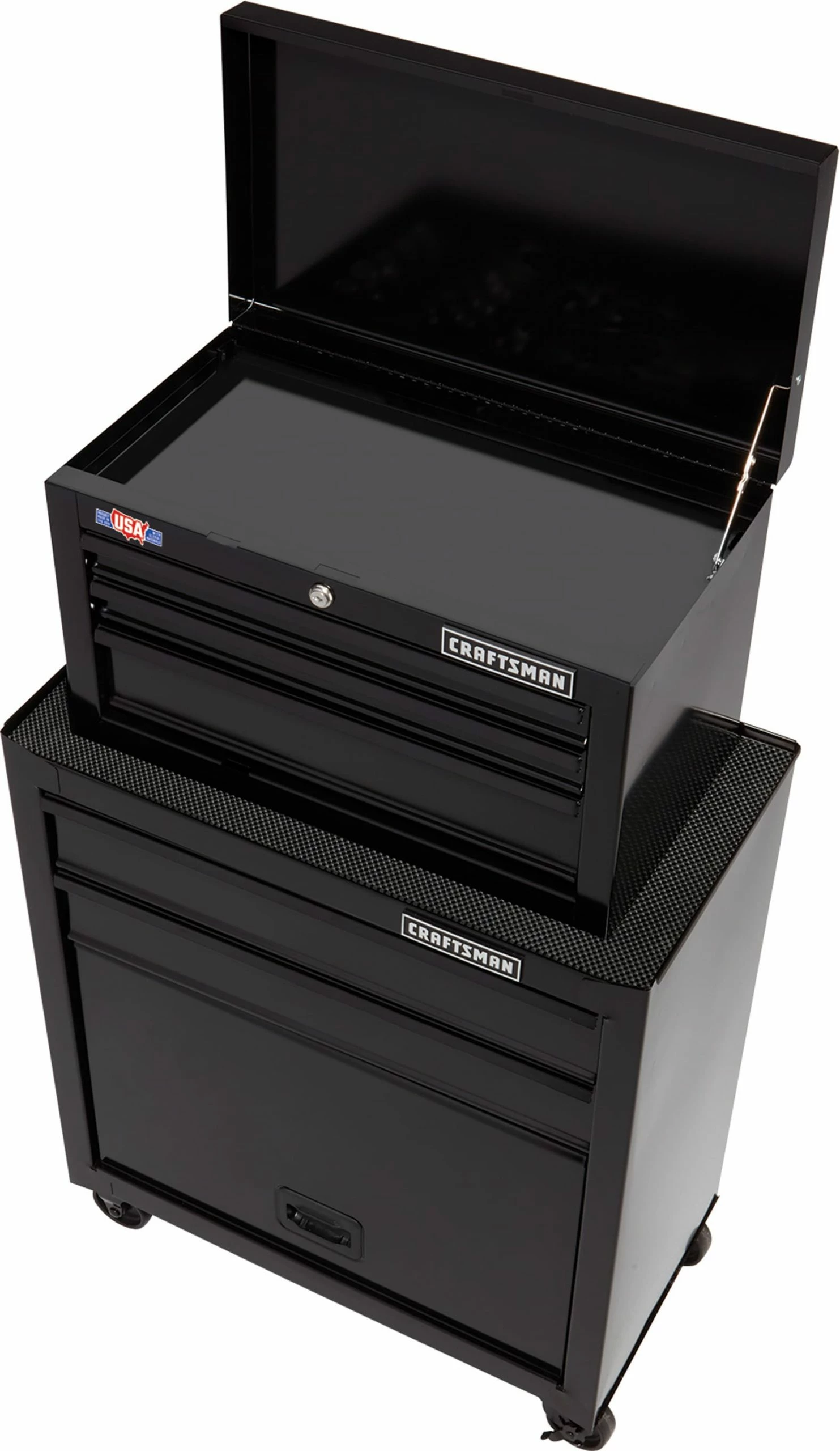 CRAFTSMAN Tool Chest Combos 1000 Series 26.5-in W x 44.25-in H 5 Ball-bearing Steel Tool Chest Combo (Black) 1 CRAFTSMAN Tool Chest Combos 1000 Series 26.5-in W x 44.25-in H 5 Ball-bearing Steel Tool Chest Combo (Black)