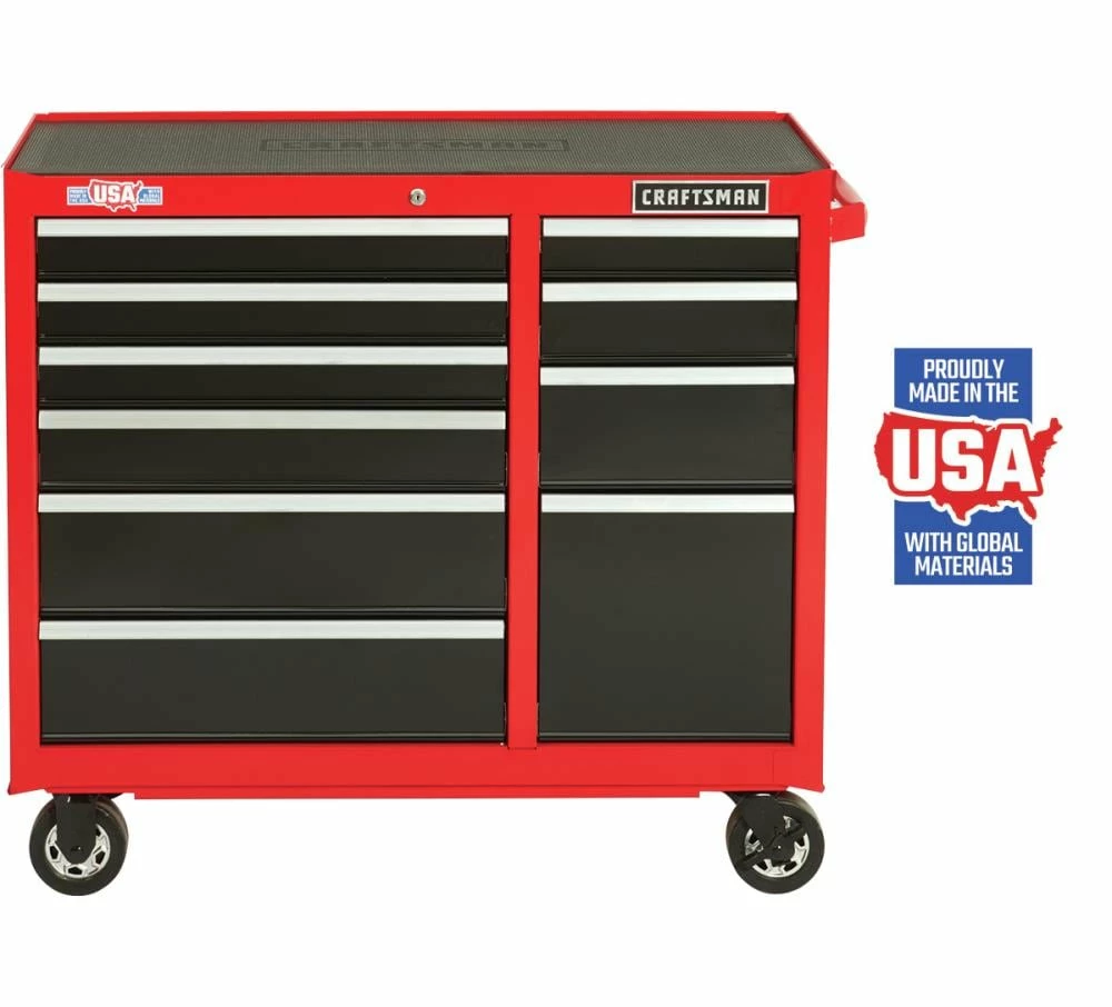 CRAFTSMAN Bottom Tool Cabinets 2000 Series 41-in W x 37.5-in H 10-Drawer Steel Rolling Tool Cabinet (Red) 1 CRAFTSMAN Bottom Tool Cabinets 2000 Series 41-in W x 37.5-in H 10-Drawer Steel Rolling Tool Cabinet (Red)
