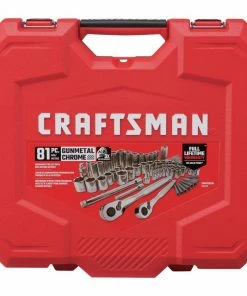 CRAFTSMAN Mechanics Tool Sets 81-Piece Standard (SAE) and Metric Combination Gunmetal Chrome Mechanics Tool Set (1/4-in; 3/8-in) -Craftsman Store 08849879