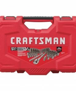 CRAFTSMAN Mechanics Tool Sets 51-Piece Standard (SAE) and Metric Combination Gunmetal Chrome Mechanics Tool Set (3/8-in) -Craftsman Store 08849883