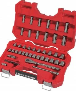 CRAFTSMAN Mechanics Tool Sets 51-Piece Standard (SAE) and Metric Combination Gunmetal Chrome Mechanics Tool Set (3/8-in) -Craftsman Store 08849884