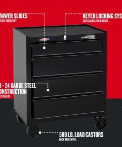 CRAFTSMAN Bottom Tool Cabinets 1000 Series 26.5-in W x 32.5-in H 4-Drawer Steel Rolling Tool Cabinet (Black) 21 CRAFTSMAN Bottom Tool Cabinets 1000 Series 26.5-in W x 32.5-in H 4-Drawer Steel Rolling Tool Cabinet (Black) -Craftsman Store 08965273