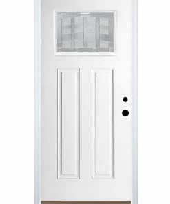 Therma-Tru Benchmark Doors Front Doors Emerson 36-in x 80-in Fiberglass Craftsman Left-Hand Inswing Ready to paint Unfinished Prehung Single Front Door with Brickmould