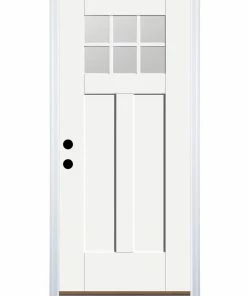 Therma-Tru Benchmark Doors Front Doors 36-in x 80-in Fiberglass Craftsman Right-Hand Inswing Ready to paint Unfinished Prehung Single Front Door with Brickmould