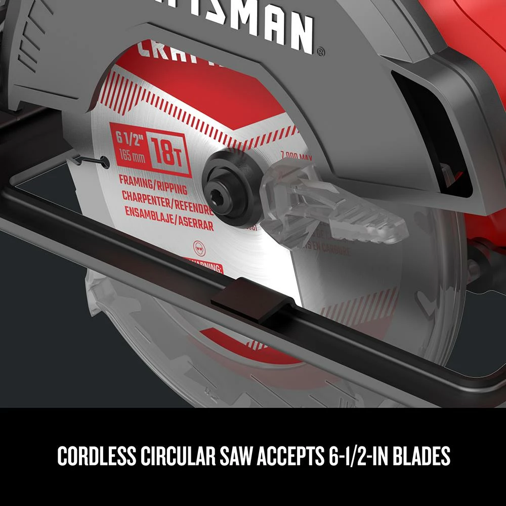 CRAFTSMAN Circular Saws V20 20-Volt Max 6-1/2-in Cordless Compact Saw Circular Saw 5 CRAFTSMAN Circular Saws V20 20-Volt Max 6-1/2-in Cordless Compact Saw Circular Saw - Image 5