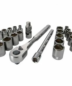 CRAFTSMAN Mechanics Tool Sets 22-Piece Standard (SAE) and Metric Combination Gunmetal Chrome Mechanics Tool Set (3/8-in)