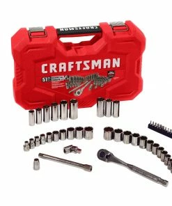 CRAFTSMAN Mechanics Tool Sets 51-Piece Standard (SAE) and Metric Combination Gunmetal Chrome Mechanics Tool Set (3/8-in) -Craftsman Store 09223684 scaled