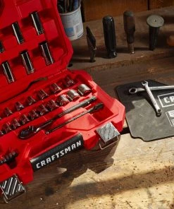 CRAFTSMAN Mechanics Tool Sets 51-Piece Standard (SAE) and Metric Combination Gunmetal Chrome Mechanics Tool Set (3/8-in) -Craftsman Store 09223696 scaled