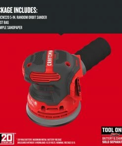 CRAFTSMAN Power Sanders V20 20-Volt Cordless Random Orbital Sander with Dust Management -Craftsman Store 09224775