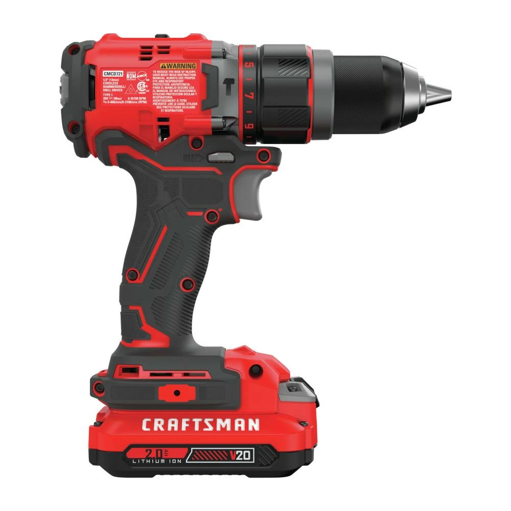 CRAFTSMAN Hammer Drills V20 1/2-in 20-volt Max Variable Speed Brushless Cordless Hammer Drill (2-Batteries Included) 9 CRAFTSMAN Hammer Drills V20 1/2-in 20-volt Max Variable Speed Brushless Cordless Hammer Drill (2-Batteries Included) - Image 9