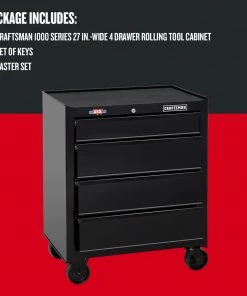 CRAFTSMAN Bottom Tool Cabinets 1000 Series 26.5-in W x 32.5-in H 4-Drawer Steel Rolling Tool Cabinet (Black) 22 CRAFTSMAN Bottom Tool Cabinets 1000 Series 26.5-in W x 32.5-in H 4-Drawer Steel Rolling Tool Cabinet (Black) -Craftsman Store 09229713