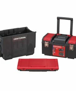 CRAFTSMAN Portable Tool Boxes DIY 19-in Red Plastic Wheels Lockable Tool Box
