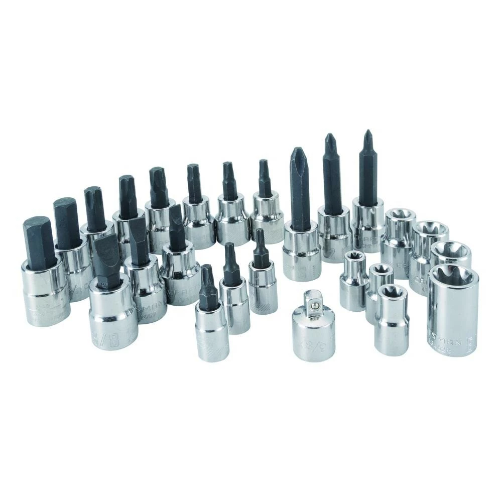 CRAFTSMAN Driver Sockets & Sets 25-Piece 1/4-in; 3/8-in Drive Set Hex; Torx; Phillips; Flathead Bit Standard (SAE) and Metric Combination Driver Socket Set 1 CRAFTSMAN Driver Sockets & Sets 25-Piece 1/4-in; 3/8-in Drive Set Hex; Torx; Phillips; Flathead Bit Standard (SAE) and Metric Combination Driver Socket Set