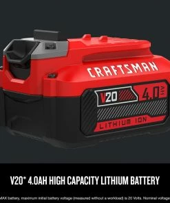CRAFTSMAN Power Tool Batteries & Chargers V20 20-Volt Max 4 Amp-Hour Lithium Power Tool Battery 10 CRAFTSMAN Power Tool Batteries & Chargers V20 20-Volt Max 4 Amp-Hour Lithium Power Tool Battery -Craftsman Store 09241745