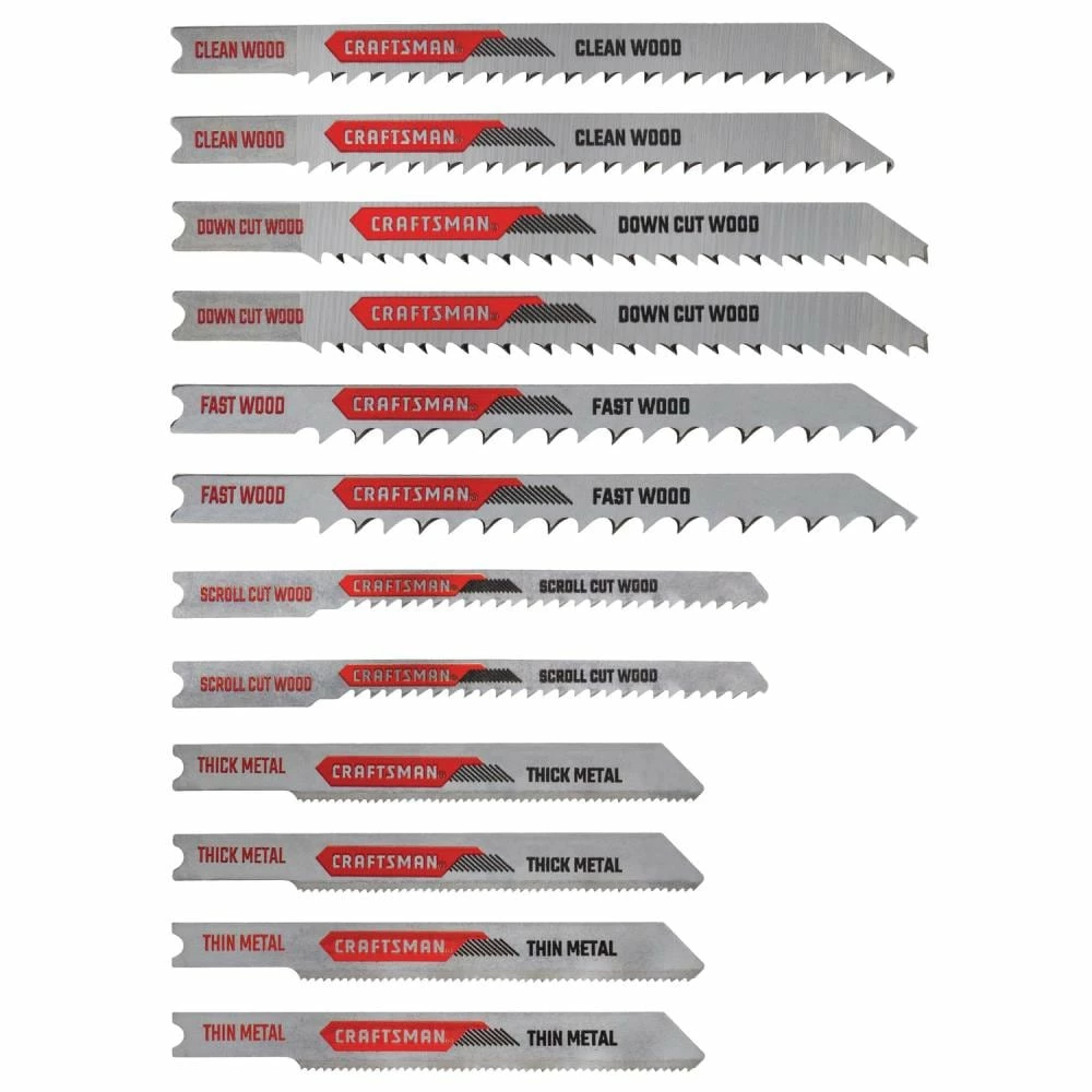 CRAFTSMAN Jigsaw Blades 12-Pack Set U-shank High-carbon Steel Jigsaw Blade Set 1 CRAFTSMAN Jigsaw Blades 12-Pack Set U-shank High-carbon Steel Jigsaw Blade Set