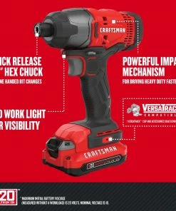 CRAFTSMAN Power Tool Combo Kits V20 4-Tool 20-Volt Max Power Tool Combo Kit with Soft Case (2-Batteries Included and Charger Included) -Craftsman Store 09653160