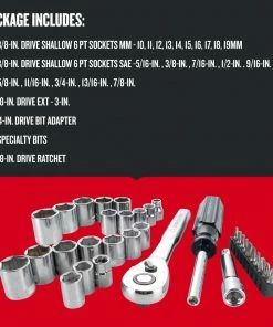 CRAFTSMAN Mechanics Tool Sets 33-Piece Standard (SAE) and Metric Combination Polished Chrome Mechanics Tool Set (3/8-in) -Craftsman Store 09698267