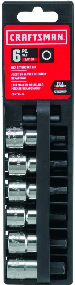 CRAFTSMAN Driver Sockets & Sets 6-Piece 3/8-in Drive Set Hex Bit Standard (SAE) Driver Socket Set 2 CRAFTSMAN Driver Sockets & Sets 6-Piece 3/8-in Drive Set Hex Bit Standard (SAE) Driver Socket Set - Image 2