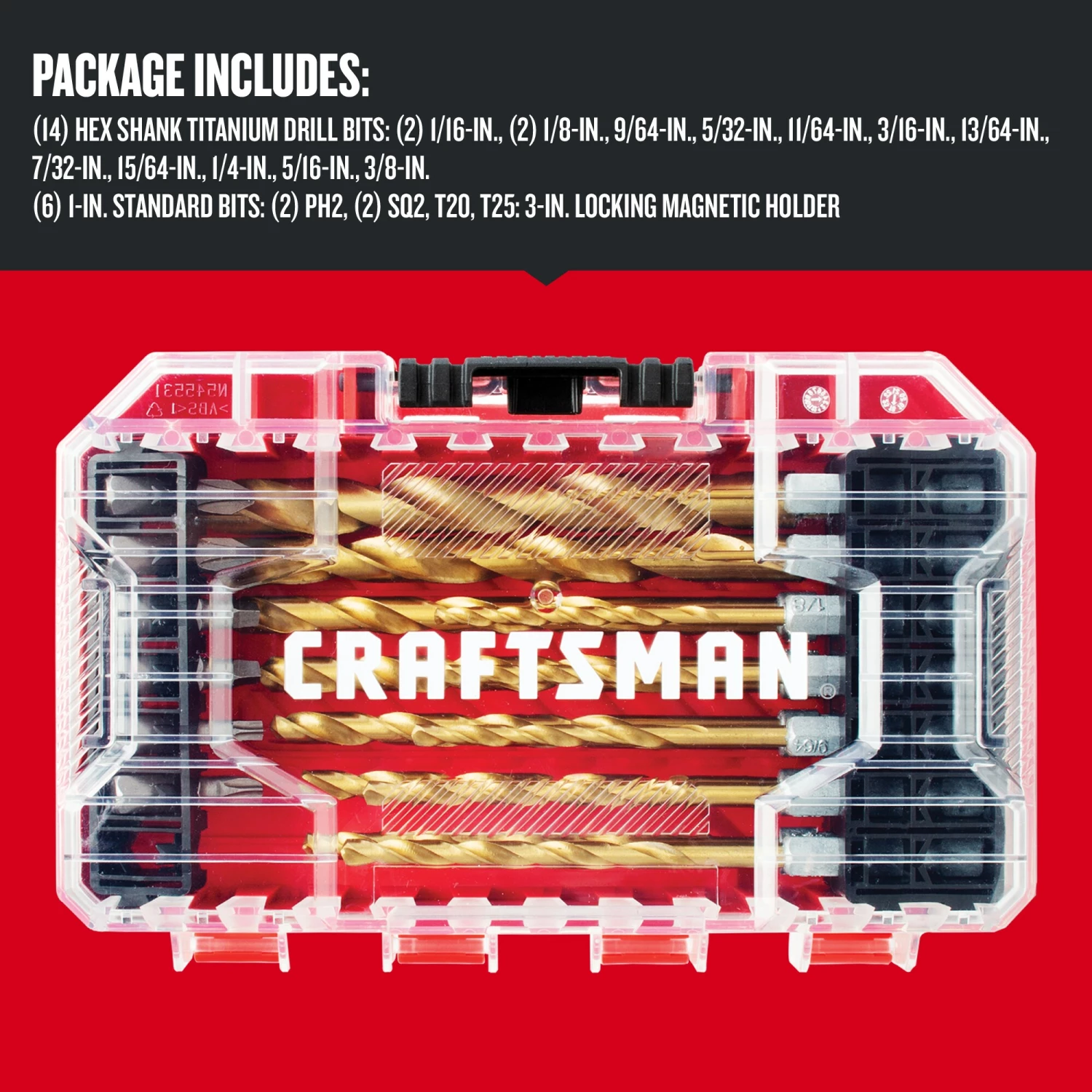 CRAFTSMAN Twist Drill Bits 21-Piece Assorted x Set Titanium Twist Drill Bit Set 4 CRAFTSMAN Twist Drill Bits 21-Piece Assorted x Set Titanium Twist Drill Bit Set - Image 4