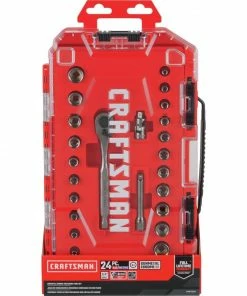CRAFTSMAN Mechanics Tool Sets 24-Piece Standard (SAE) and Metric Combination Gunmetal Chrome Mechanics Tool Set (1/4-in) -Craftsman Store 09727520