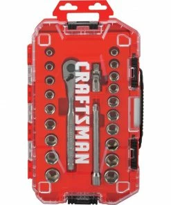CRAFTSMAN Mechanics Tool Sets 22-Piece Standard (SAE) and Metric Combination Gunmetal Chrome Mechanics Tool Set (3/8-in) -Craftsman Store 09736805