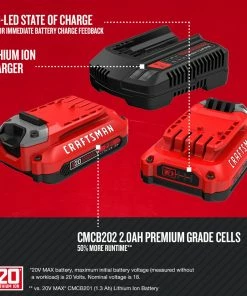 CRAFTSMAN Power Tool Batteries & Chargers V20 20-Volt Max 2-Pack 2 Amp-Hour Lithium Power Tool Battery Kit (Charger Included) -Craftsman Store 09889725