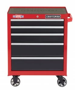 CRAFTSMAN Bottom Tool Cabinets 2000 Series 26.5-in W x 34-in H 5-Drawer Steel Rolling Tool Cabinet (Red) 9 CRAFTSMAN Bottom Tool Cabinets 2000 Series 26.5-in W x 34-in H 5-Drawer Steel Rolling Tool Cabinet (Red) -Craftsman Store 09985700