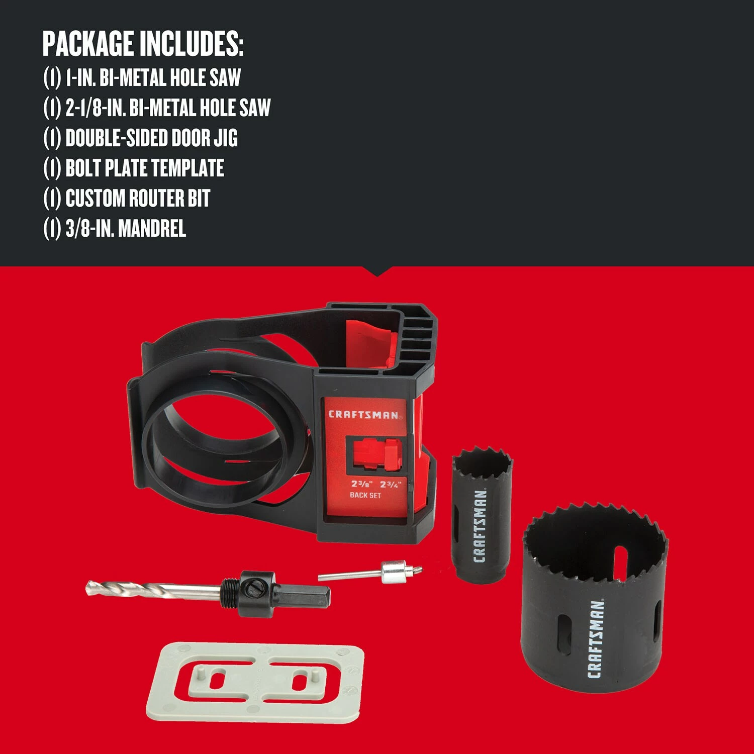 CRAFTSMAN Hole Saws & Kits 6-Piece Set Bi-metal Arbored Adjustable Door Lock Kit Set 3 CRAFTSMAN Hole Saws & Kits 6-Piece Set Bi-metal Arbored Adjustable Door Lock Kit Set - Image 3