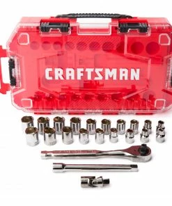 CRAFTSMAN Mechanics Tool Sets 22-Piece Standard (SAE) and Metric Combination Gunmetal Chrome Mechanics Tool Set (3/8-in) -Craftsman Store 10266788
