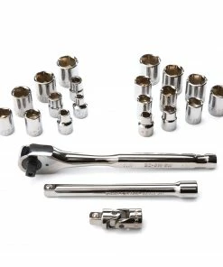 CRAFTSMAN Mechanics Tool Sets 22-Piece Standard (SAE) and Metric Combination Gunmetal Chrome Mechanics Tool Set (3/8-in) -Craftsman Store 10266789