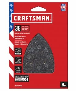 CRAFTSMAN Power Tool Sandpaper Ceramic Mouse Sheet 36 Grit 8pk 8-Piece Ceramic Alumina 36-Grit Detail Sandpaper