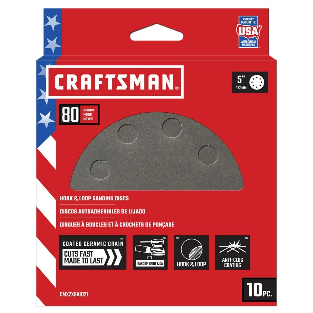 CRAFTSMAN Power Tool Sandpaper 5 In 8H H/L Cer Disc 80 Grit 10pk 10-Piece Ceramic Alumina 80-Grit Disc Sandpaper 1 CRAFTSMAN Power Tool Sandpaper 5 In 8H H/L Cer Disc 80 Grit 10pk 10-Piece Ceramic Alumina 80-Grit Disc Sandpaper