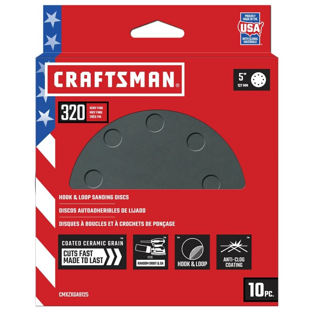 CRAFTSMAN Power Tool Sandpaper 5 In 8H H/L Cer Disc 320 Grt 10pk 10-Piece Ceramic Alumina 320-Grit Disc Sandpaper 1 CRAFTSMAN Power Tool Sandpaper 5 In 8H H/L Cer Disc 320 Grt 10pk 10-Piece Ceramic Alumina 320-Grit Disc Sandpaper