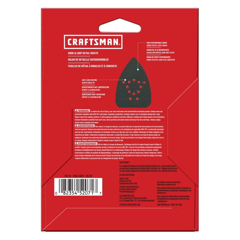 CRAFTSMAN Power Tool Sandpaper Ceramic Mouse Sht 120 Grit 10pk 10-Piece Ceramic Alumina 120-Grit Detail Sandpaper 2 CRAFTSMAN Power Tool Sandpaper Ceramic Mouse Sht 120 Grit 10pk 10-Piece Ceramic Alumina 120-Grit Detail Sandpaper - Image 2