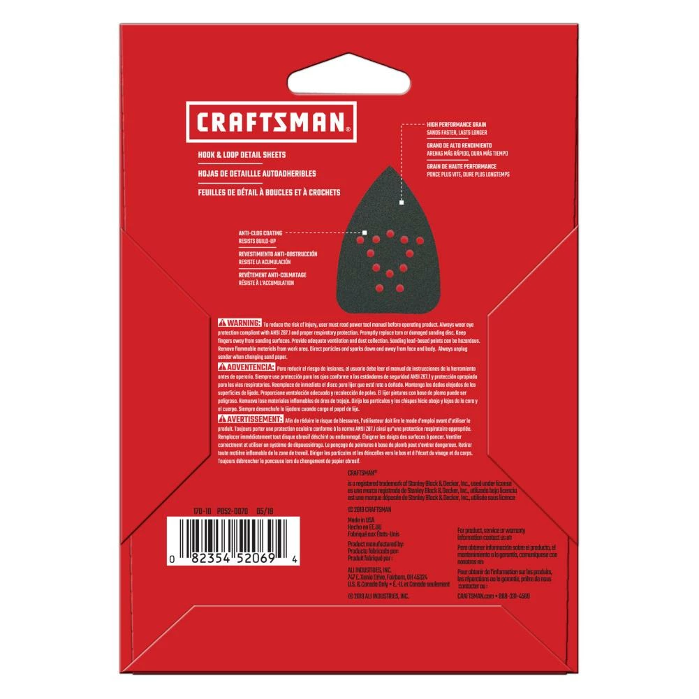 CRAFTSMAN Power Tool Sandpaper Ceramic Mouse Sheet 36 Grit 8pk 8-Piece Ceramic Alumina 36-Grit Detail Sandpaper 2 CRAFTSMAN Power Tool Sandpaper Ceramic Mouse Sheet 36 Grit 8pk 8-Piece Ceramic Alumina 36-Grit Detail Sandpaper - Image 2