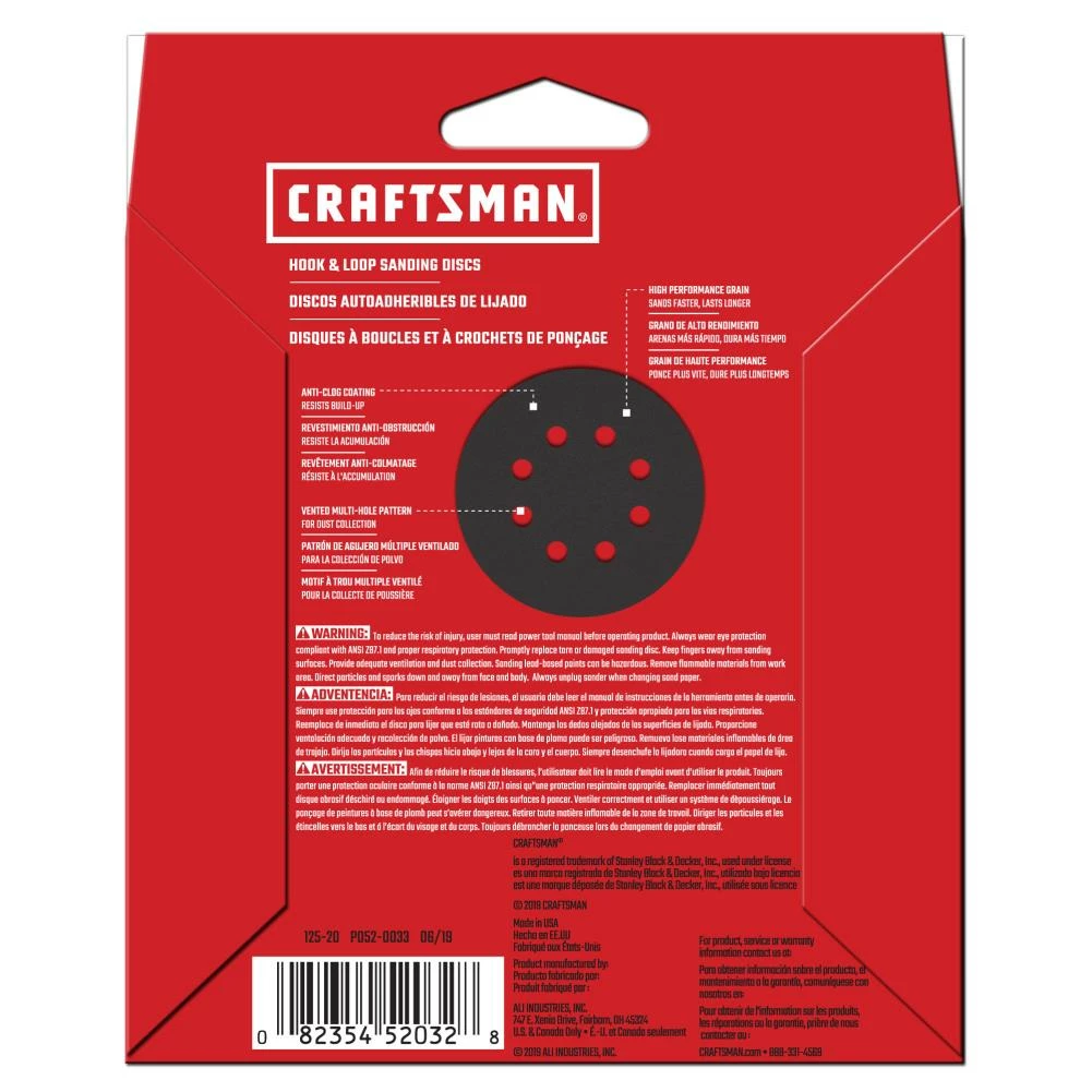 CRAFTSMAN Power Tool Sandpaper 5 In 8H H/L Cer Disc 320 Grt 10pk 10-Piece Ceramic Alumina 320-Grit Disc Sandpaper 2 CRAFTSMAN Power Tool Sandpaper 5 In 8H H/L Cer Disc 320 Grt 10pk 10-Piece Ceramic Alumina 320-Grit Disc Sandpaper - Image 2