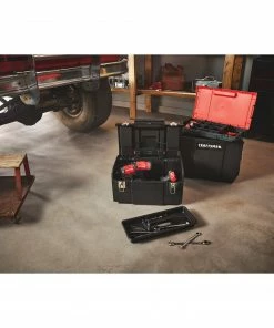 CRAFTSMAN Portable Tool Boxes DIY 19-in Red Plastic Wheels Lockable Tool Box -Craftsman Store 11997457