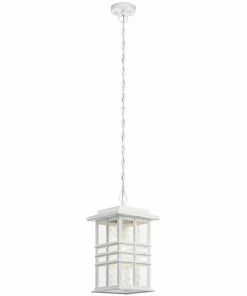 Kichler Pendant Lighting Beacon Square White Craftsman Textured Glass Lantern Pendant Light