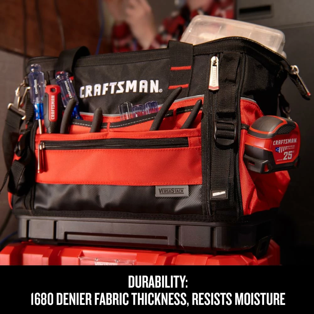CRAFTSMAN Tool Bags VERSASTACK Red/Black Polyester 17-in Zippered Tool Bag 4 CRAFTSMAN Tool Bags VERSASTACK Red/Black Polyester 17-in Zippered Tool Bag - Image 4