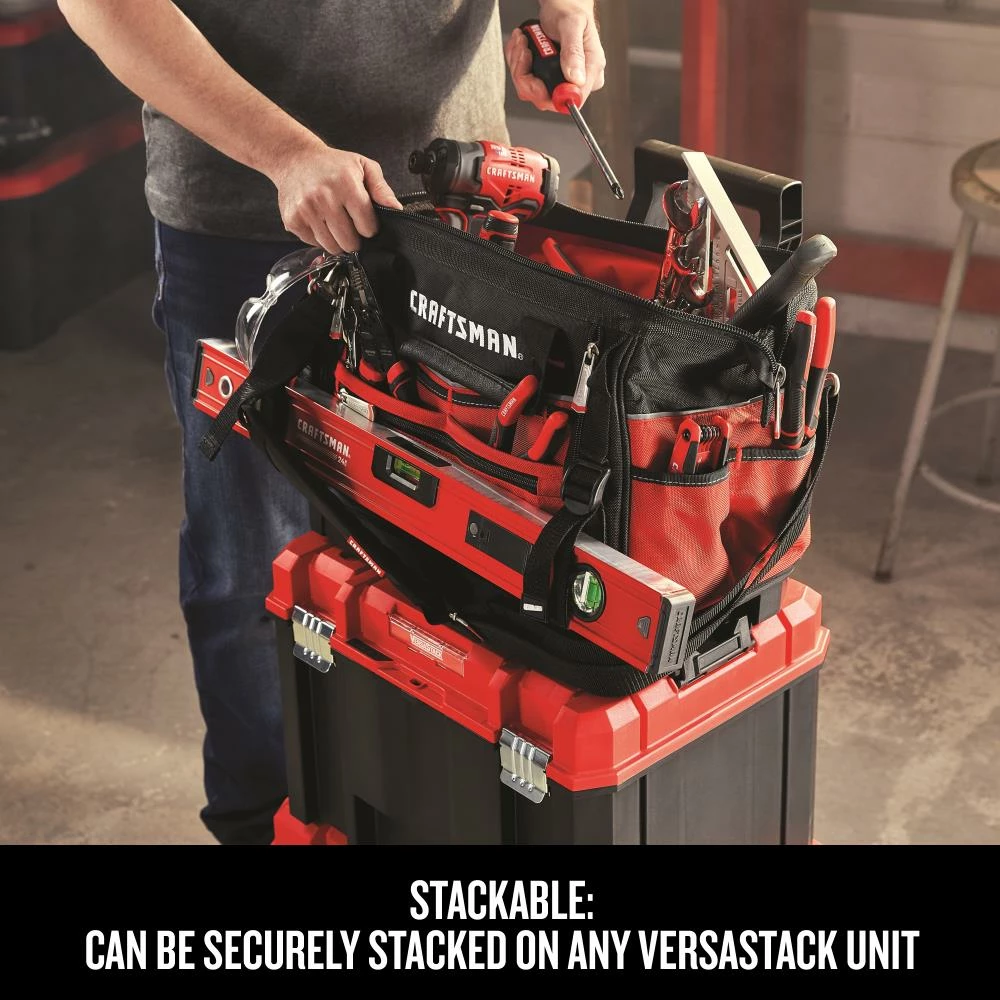 CRAFTSMAN Tool Bags VERSASTACK Red/Black Polyester 17-in Zippered Tool Bag 5 CRAFTSMAN Tool Bags VERSASTACK Red/Black Polyester 17-in Zippered Tool Bag - Image 5