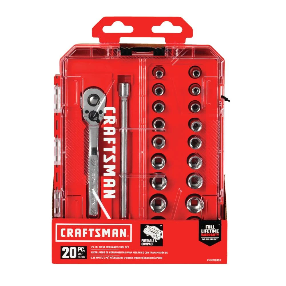 CRAFTSMAN Mechanics Tool Sets 20-Piece Standard (SAE) and Metric Combination Polished Chrome Mechanics Tool Set (1/4-in) 7 CRAFTSMAN Mechanics Tool Sets 20-Piece Standard (SAE) and Metric Combination Polished Chrome Mechanics Tool Set (1/4-in) - Image 7