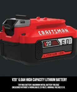 CRAFTSMAN Power Tool Batteries & Chargers V20 20-Volt Max 6 Amp-Hour Lithium Power Tool Battery -Craftsman Store 12232009