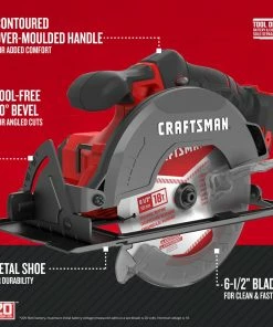 CRAFTSMAN Circular Saws V20 20-Volt Max 6-1/2-in Cordless Compact Saw Circular Saw 15 CRAFTSMAN Circular Saws V20 20-Volt Max 6-1/2-in Cordless Compact Saw Circular Saw -Craftsman Store 12282991