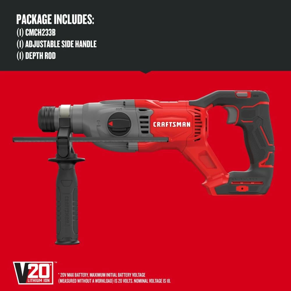 CRAFTSMAN Rotary Hammer Drills V20 20-Volt Max-Amp 1-in SDS-Plus Variable Speed Cordless Rotary Hammer Drill 4 CRAFTSMAN Rotary Hammer Drills V20 20-Volt Max-Amp 1-in SDS-Plus Variable Speed Cordless Rotary Hammer Drill - Image 4