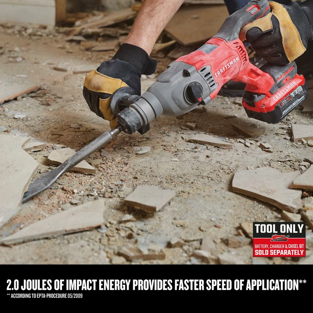 CRAFTSMAN Rotary Hammer Drills V20 20-Volt Max-Amp 1-in SDS-Plus Variable Speed Cordless Rotary Hammer Drill 5 CRAFTSMAN Rotary Hammer Drills V20 20-Volt Max-Amp 1-in SDS-Plus Variable Speed Cordless Rotary Hammer Drill - Image 5