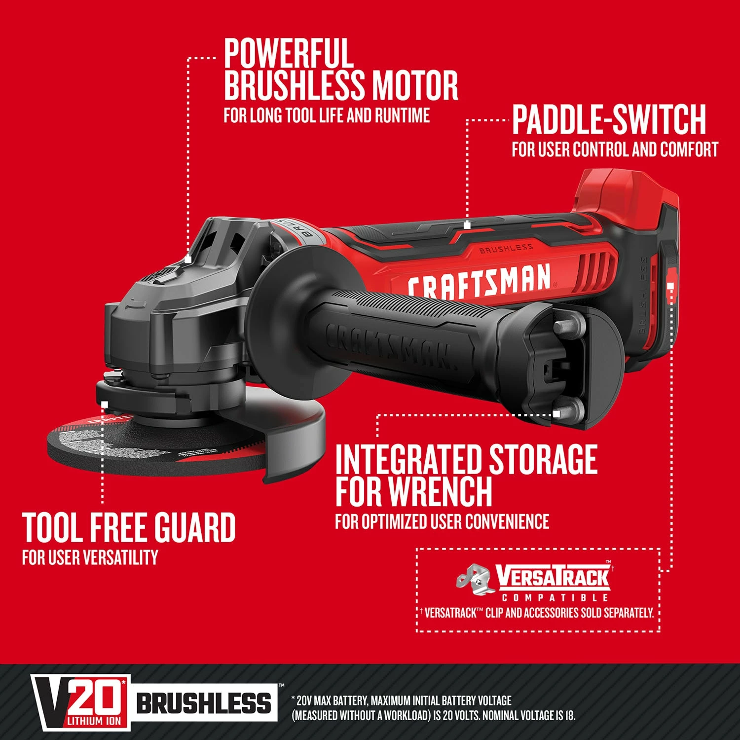 CRAFTSMAN Angle Grinders V20 4.5-in 20-Volt Max Paddle Switch Brushless Cordless Angle Grinder 3 CRAFTSMAN Angle Grinders V20 4.5-in 20-Volt Max Paddle Switch Brushless Cordless Angle Grinder - Image 3